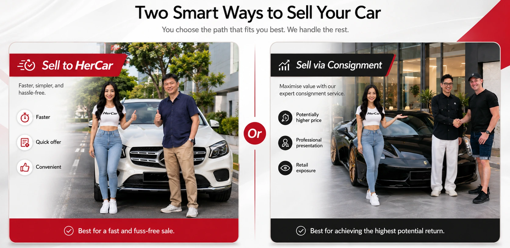 HerCar direct sale and car consignment options